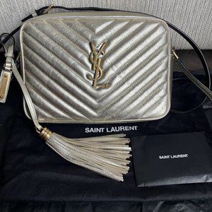 MEDIUM METALLIC GOLD LOU CAMERA BAG IN QUILTED LEATHER